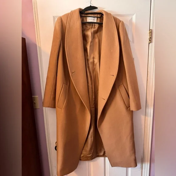 Babaton Camel Wrap-Front Wool Trench Coat - Picture 2 of 6